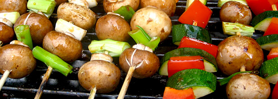 Vegetable skewers on the grill