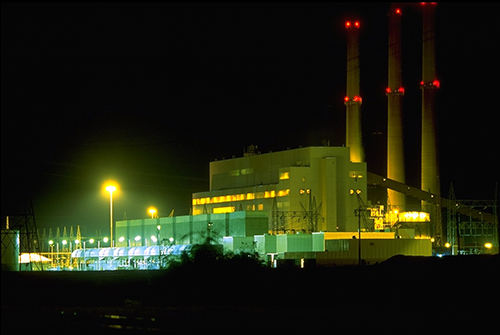 Image of cool water piping at the Allen TVA power plant.