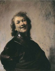 Rembrandt Laughing. Oil on copper, about 1628.