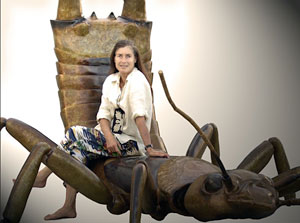 Susan P. Cochran with her Large Bronze Earwig