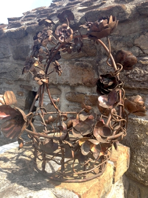 Metal flower basket.