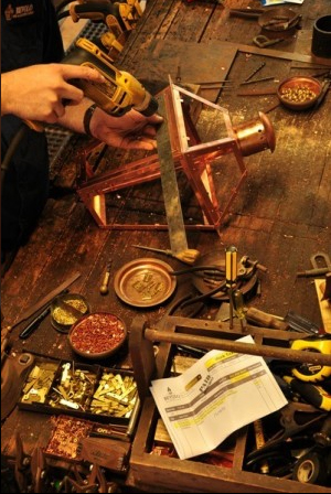 Handcrafting a Bevolo copper lantern.