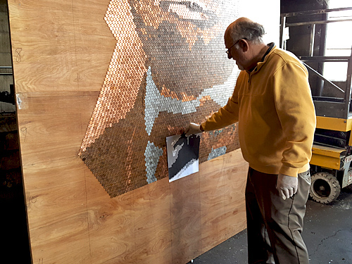 Richard Schlatter working on A. Lincoln.