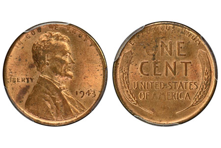 1943 Philadelphia bronze alloy cent. It sold earlier this year for over $1 million.
