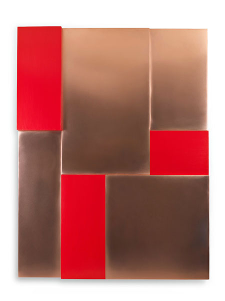 Orthogonal Construction 3, 2015 2015. Red acrylic on copper.