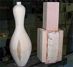 bowling pin and the built-up billet
