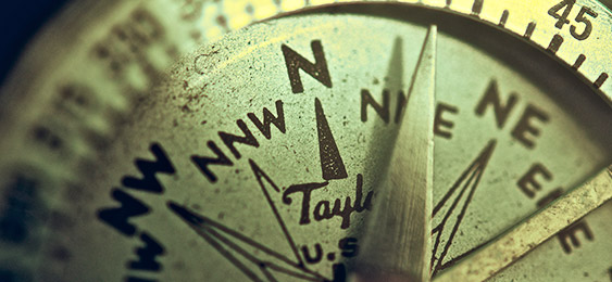 Close up of a compass