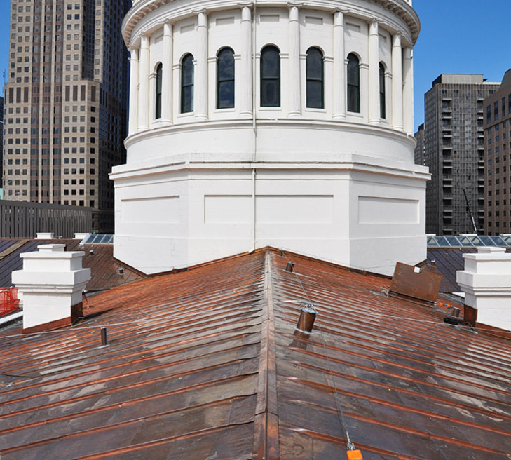 Building with copper roof