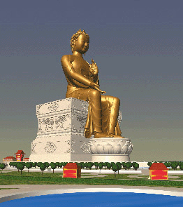 Computer generated images of the bronze statue of Maitreya