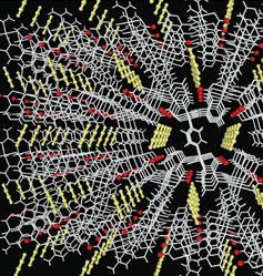 Figure 8. One-Dimensional Channels of Porous Solid Accommodate Acetylene Molecules (yellow)
